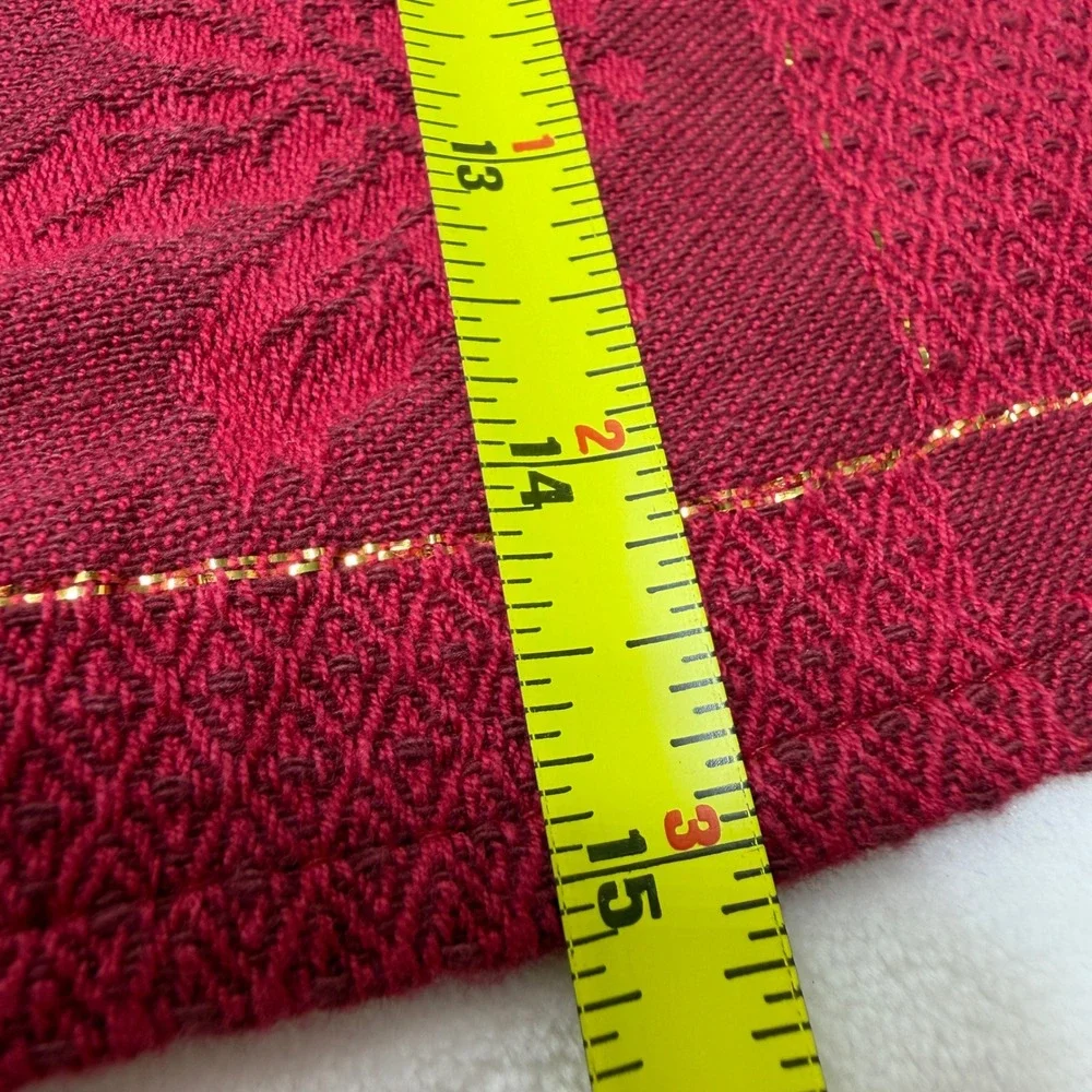Christmas Placemats Napkins Set of 4 Burgundy Red Gold Damask Holly 19x13